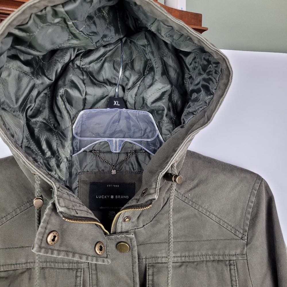 LUCKY BRAND Jacket Coat Green Utility Size S Military Hood Fully Lined - Picture 16 of 17